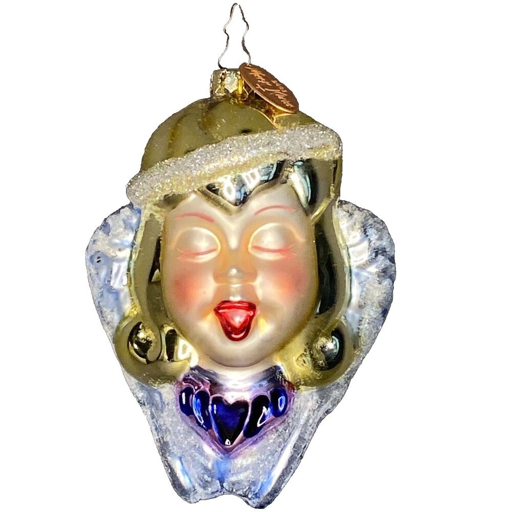 Vintage Blown Glass Christmas SINGING ANGEL Holiday Ornament LARGE 5” Mark Klaus